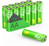 GP Charge&Save, oplaadbare Batterijen AA 1300mAh, NiMH – 12 stuks | Geoptimaliseerde capaciteit voor dagelijks gebruik | AA batterijen oplaadbaar, voorgeladen, lage zelfontlading, duurzaam alternatief voor wegwerpbatterijen