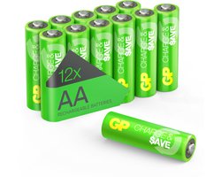 Piles rechargeables AA GP Charge & Save | Alternative durable aux piles jetables | Capacité optimisée pour une utilisation quotidienne | Préchargé | 12 piles AA rechargeables