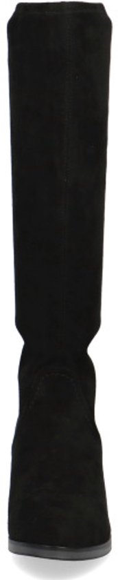 Botte noire hauteur genou avec tige élastique et talon bloc.