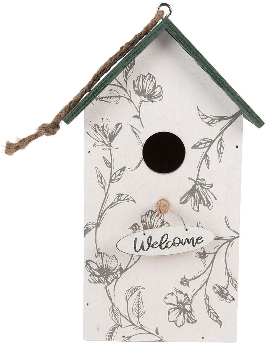 Clayre & Eef Vogelhuis 15x10x22 cm Wit Hout