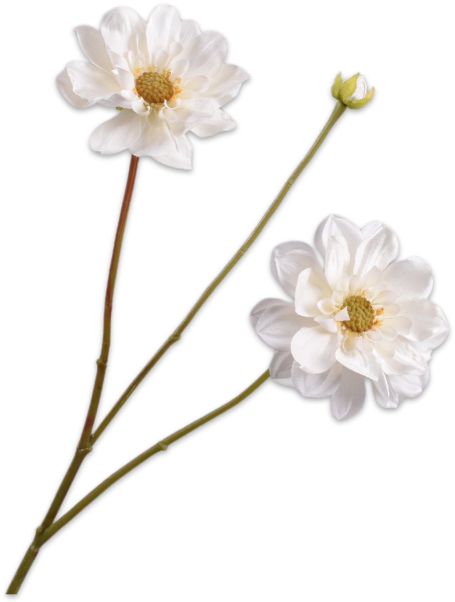 Silk-ka Kunstbloem-Zijden Bloem-Kunsttak Dahlia Steel Creme 75cm Creme-Roze