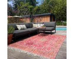 Buiten-binnen kleed, Buitentapijt | vintage patroon | roze, rood | 180cm x 120cm