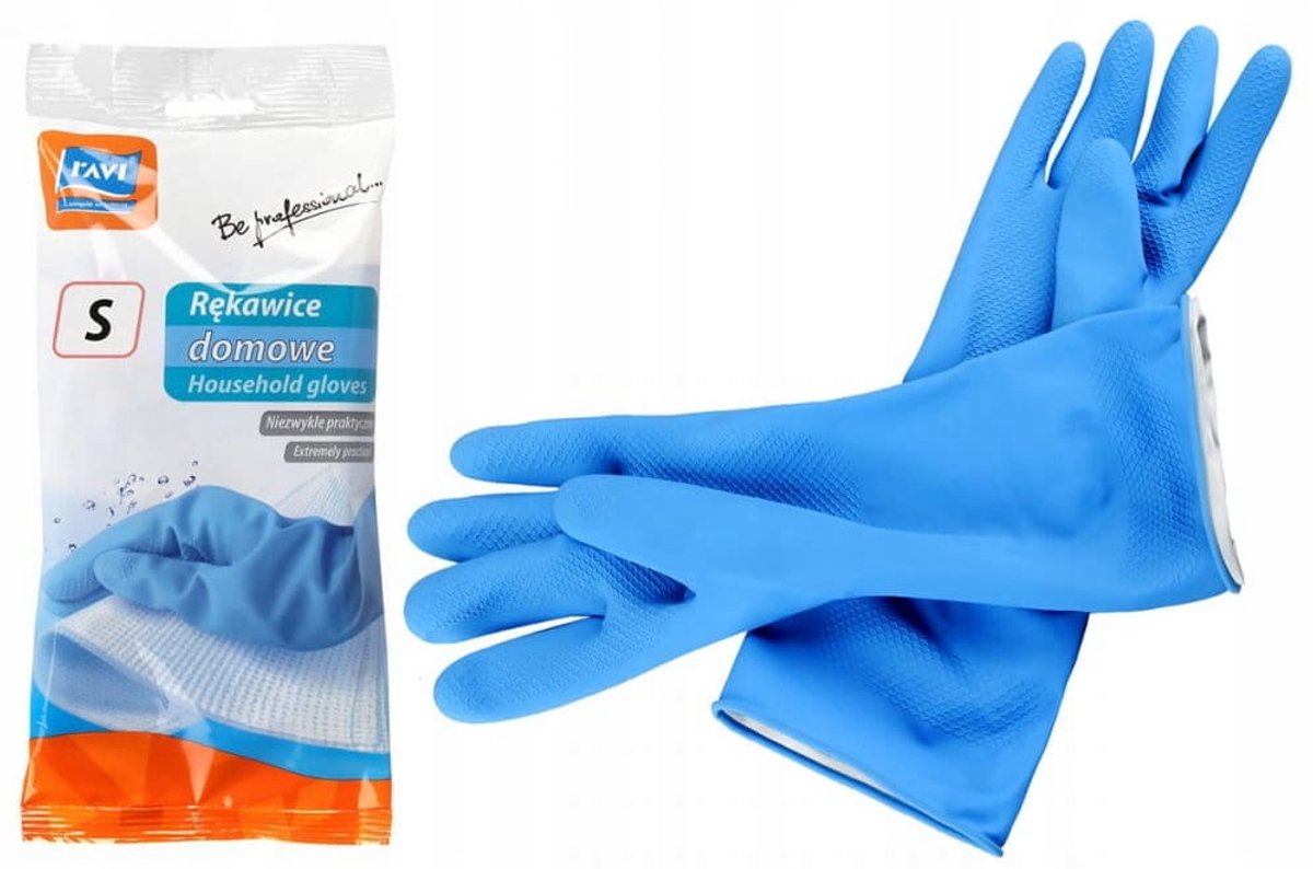 RAVI - Huishoudhandschoen - Natuurlatex - Beschermend - Blauw - Maat S