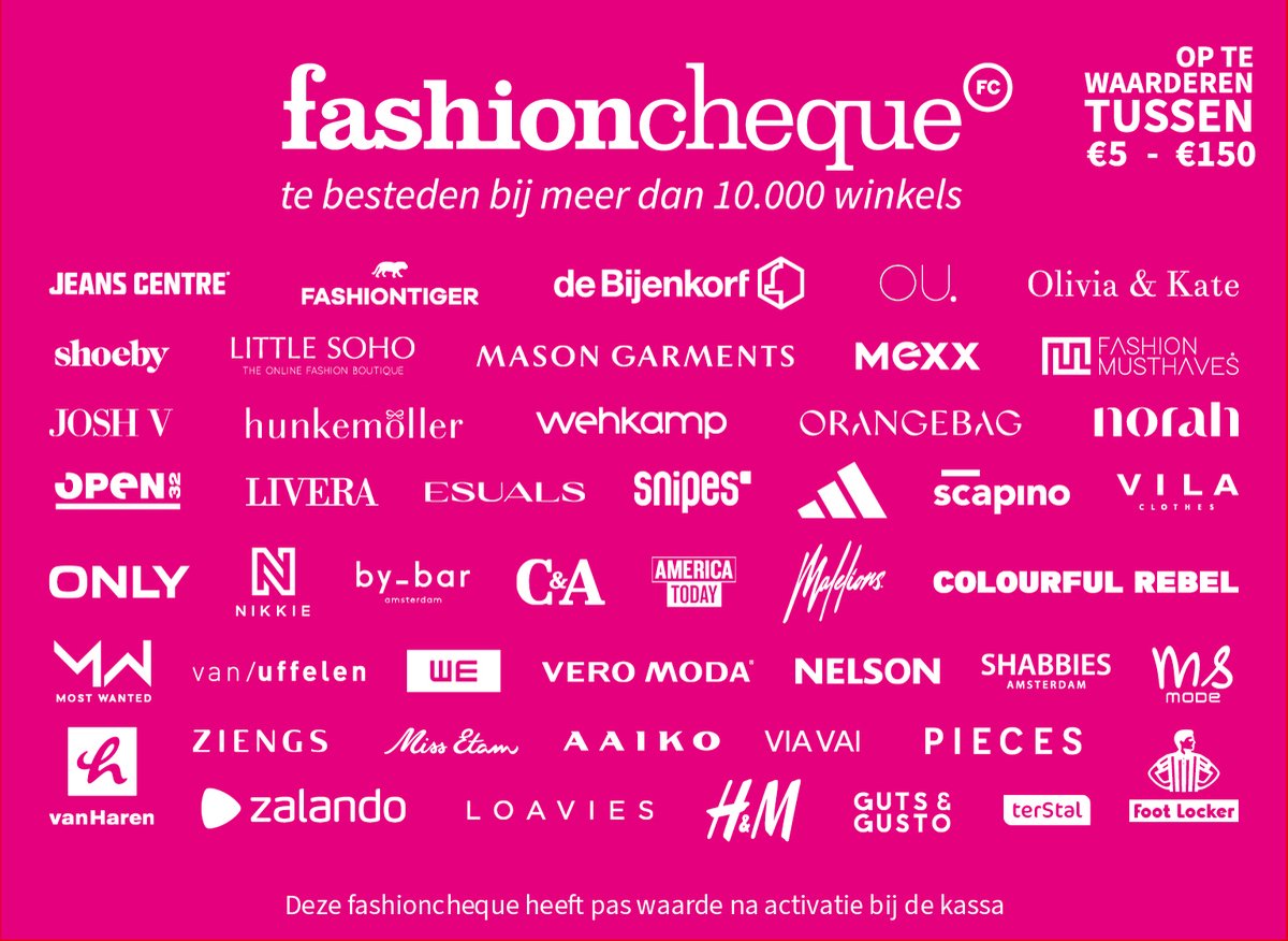 fashioncheque roze – Cadeaukaart 150 euro