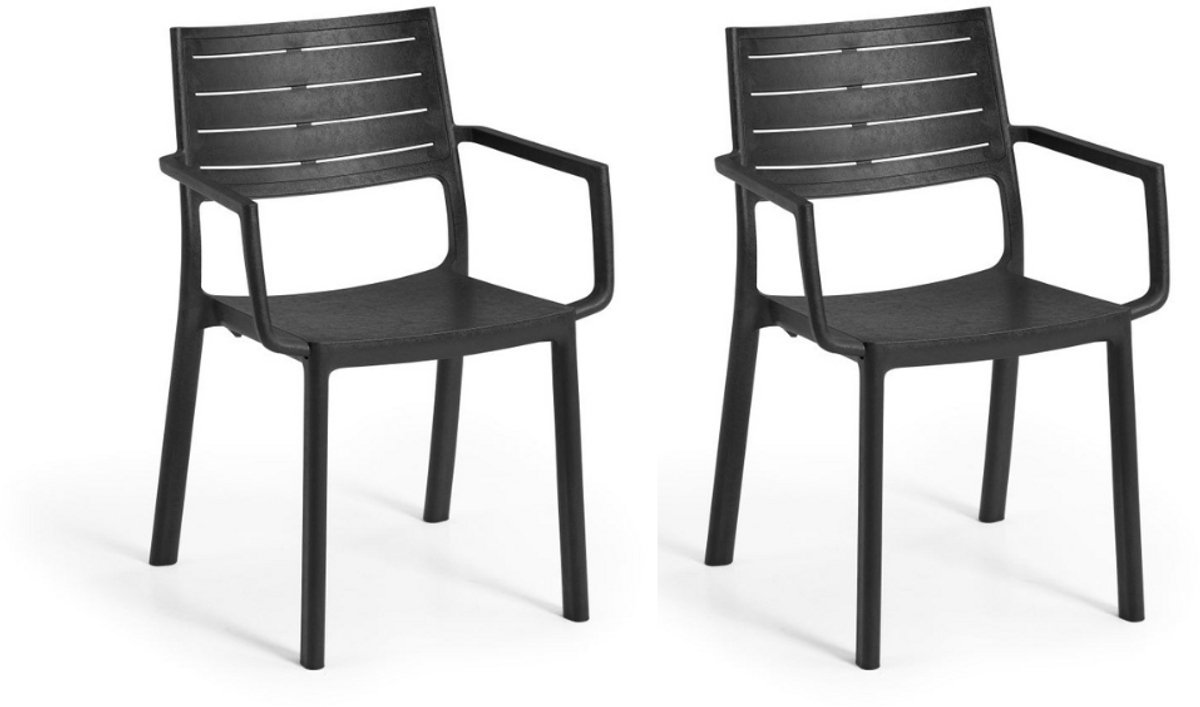 Keter Metaline tuinstoel - 2 stuks - 53,3x60,2x81,3 cm - Antraciet