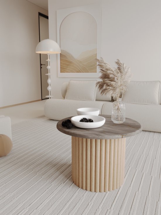 en.casa] Bijzettafel Rindal salontafel 56,5x38 cm rond
