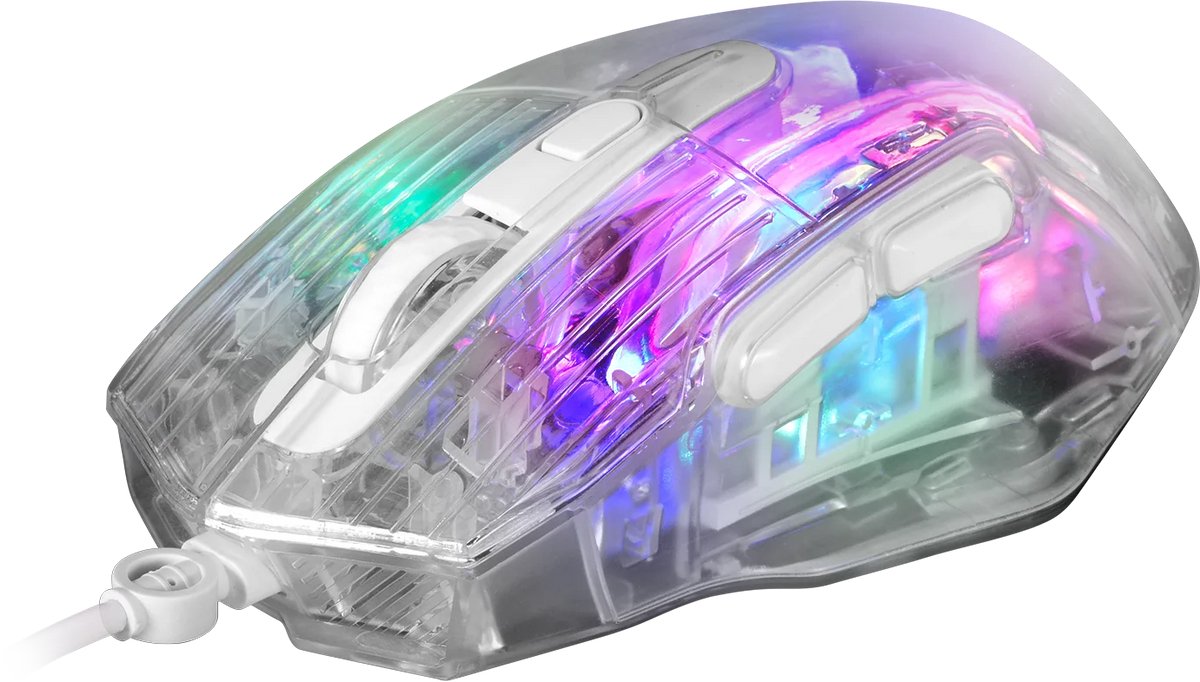 Marvo M413 Prism 40 Gaming Muis – 7200 DPI – 6D Knoppen – RGB Verlichting – Transparant Design