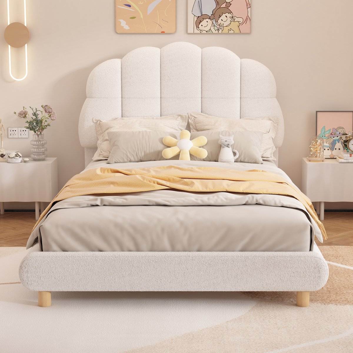 SINGULARITY Kinderbed-90*200 cm-Platbed-Heerlijk hoofdeinde-Wit-Geen Matras