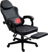 VDD Gaming - Gamestoel met massagefunctie en voetsteun - Gaming chair in de kleur Zwart - Game stoel met nekkussen & verstelbaar rugkussen - Ergonomische bureaustoel met padded armsteunen - Max draagvermogen 150 kg - Verstelbare ruggensteun