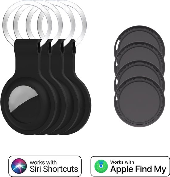 GPS Trackers Geschikt voor Apple iPhone 4 Stuks – Zwarte Bluetooth Tracker – Sleutelhanger – Werkt met Find My – WiseQ