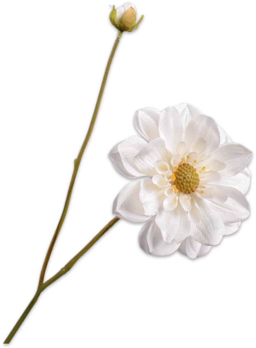 Silk-ka Kunstbloem-Zijden Bloem-Kunsttak Dahlia Steel Creme 48 cm Per 3 Stuks Creme-Roze