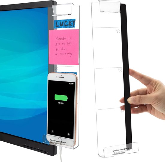 2 Stuks Monitor Memo Board - Transparante Acryl Notitiehouder Voor Computermonitor
