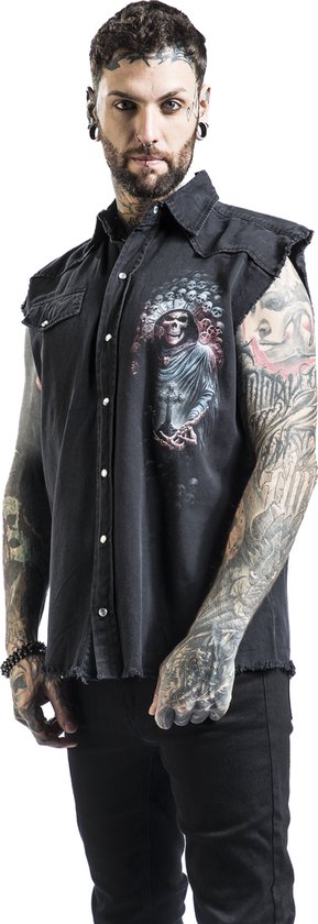 Wasted Life Grim Reaper Biker Gotico Teschio Uomo Cotone T-Shirt