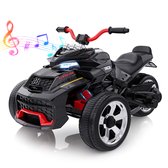 RCB Elektrische Kinderquad – 3-Wiel ATV – 12V Accu – Dubbele Motoren – Tot 8 km/u – Met Muziek & Verlichting – Voor Kinderen Vanaf 3 Jaar-zwart