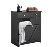 SoBuy Badkamermeubel met wasmand, witte badkamerkast met 2 afneembare