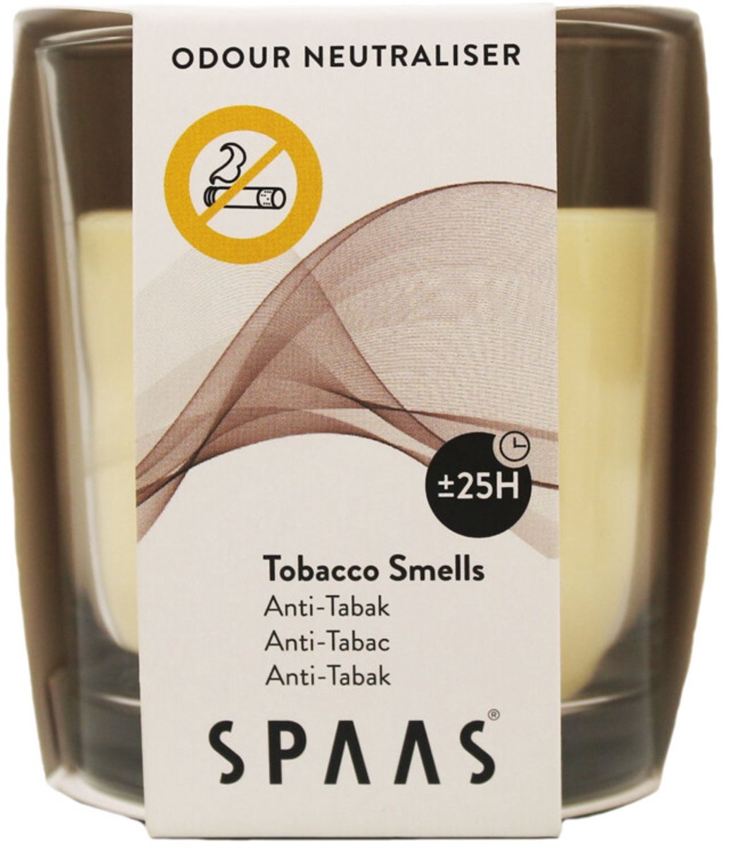 SPAAS Kaars in Transparant Glas Anti-Tabak Ivoor