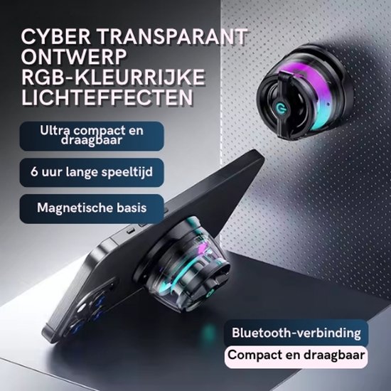 Mini Audio Systeem BW200 – Draagbare Bluetooth Speaker – RGB-verlichting - Magnetische achterkant – Bluetooth 5.4 — afbeelding 3