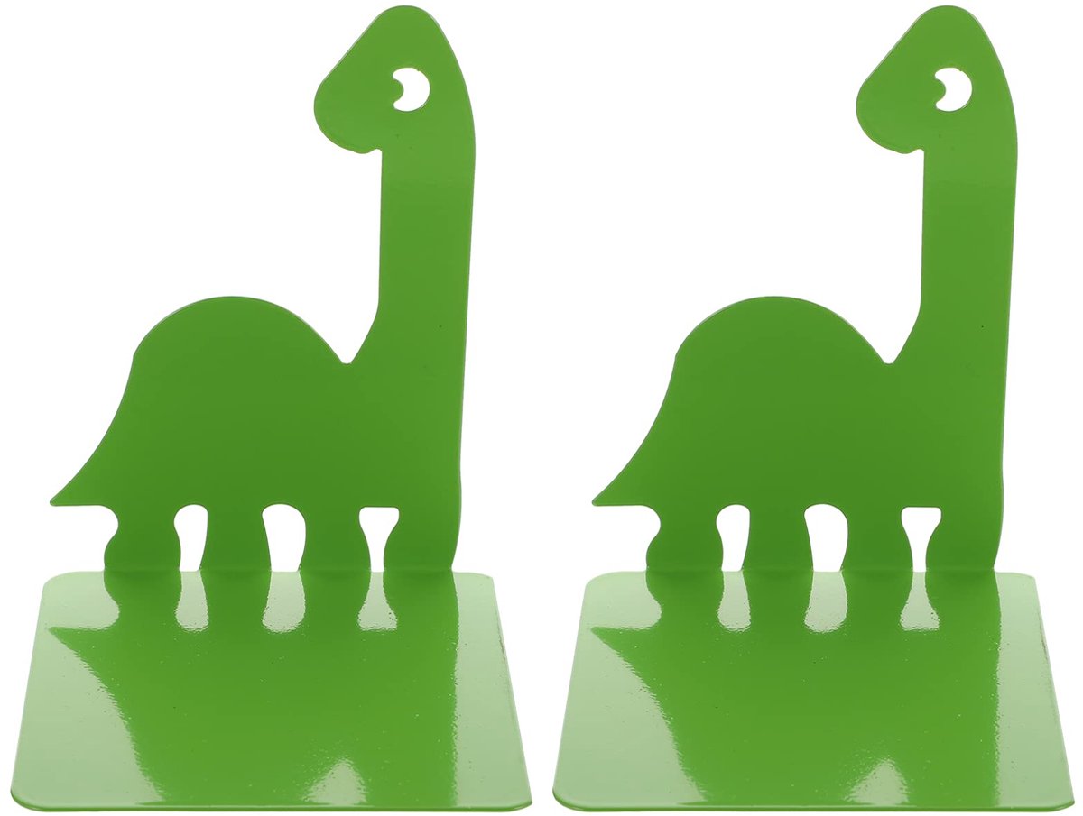 Ibenzoa Decoratieve Dinosaurus Boekensteunen voor Thuis en Kantoor, Antislip Metaal Design, 1 Paar groen