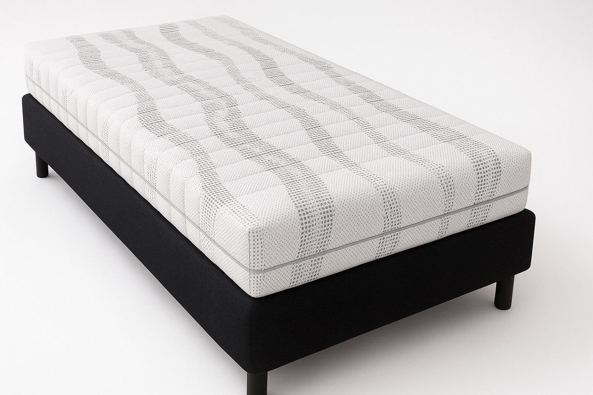 Nessa® 70x210 - Boxspring Furkan - Zwart PU Skin Leder - Inclusief Pocketvering Matras