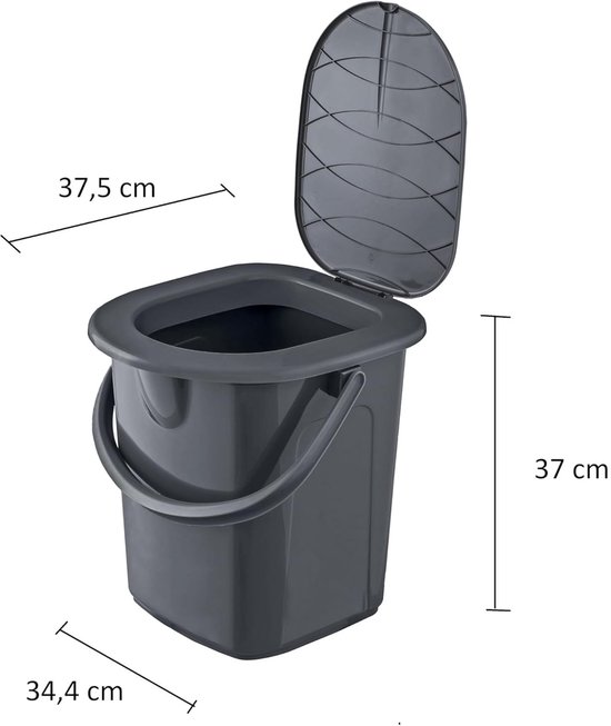 BranQ - Draagbare toeristische toilet WC emmer 22L - tot 120 kg - camping toilet - toiletemmer - Antraciet van Merkloos — afbeelding 2