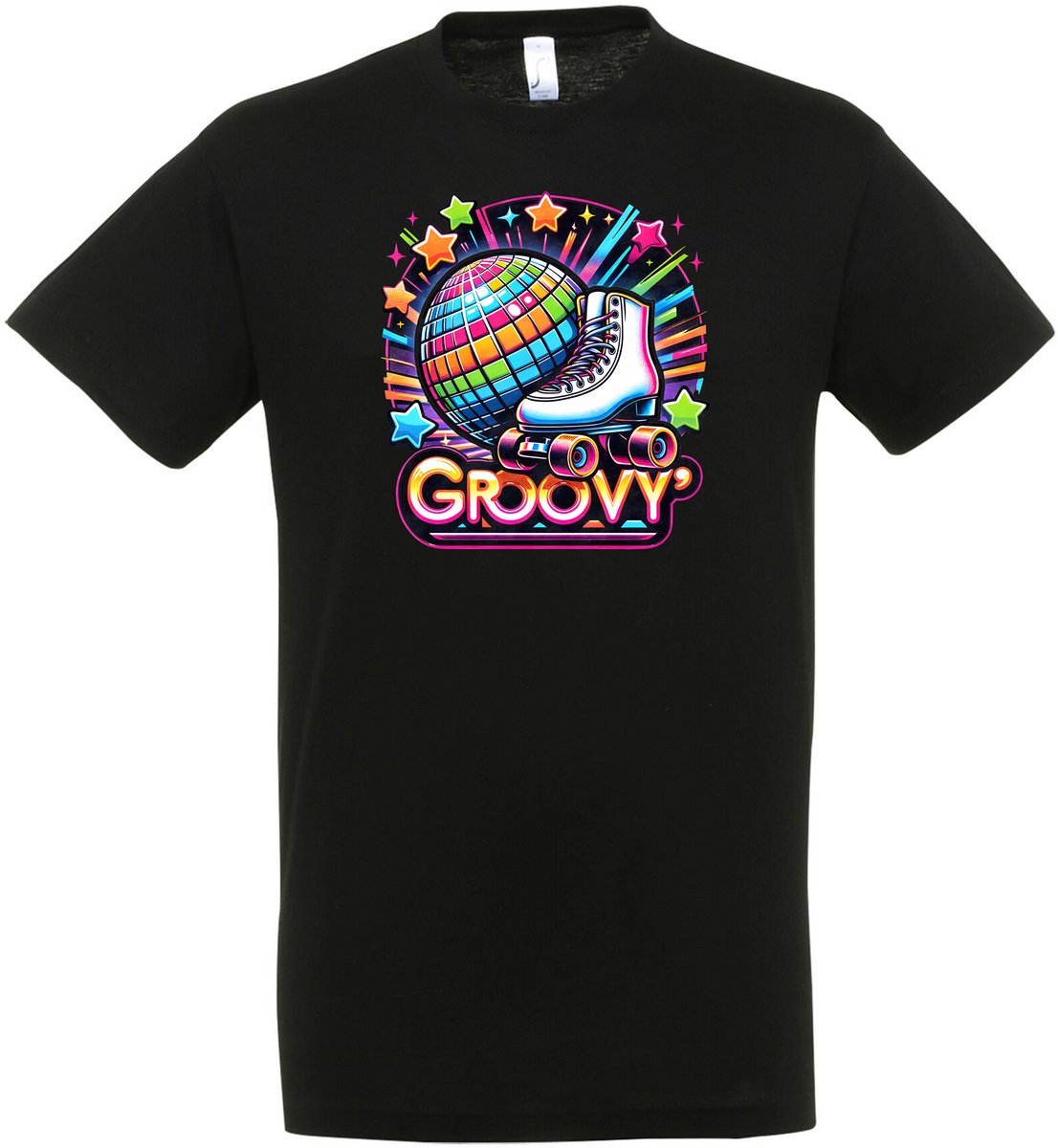 Groovy T-shirt– Disco – Zwart – Jaren 70/80/90 – Disco T-shirt Unisex – Disco T-shirt Heren – Feest cadeau – Verkleed T-shirt - Party – Grappige shirt - Foute Party – Maat L
