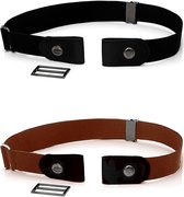 Allecto Plus - Elastische Taille Riem zonder Gesp - Voor Dames en Heren - Verstelbaar - Zwarte Riemen voor Broeken, Jeans en Jurken - 2 Pack.