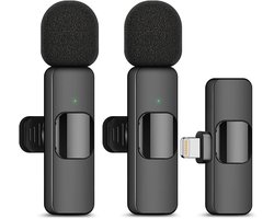 Draadloze microfoon 2-pack - 2-in-1 draadloze microfoon - Ruisonderdrukking voor uitzendingen - Live streamingmicrofoon - VLOG-opname - Automatische synchronisatie - Geschikt opnemen voor YouTube, Tik Tok, Facebook - Plug and Play