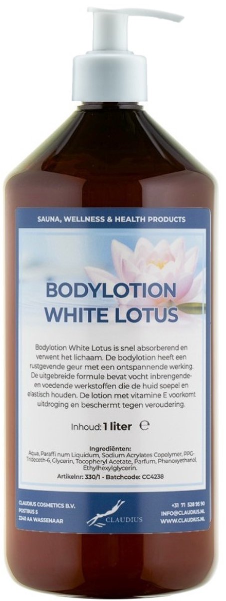 Bodylotion White Lotus 1 Liter met witte pomp - stijlvolle en duurzame uitstraling