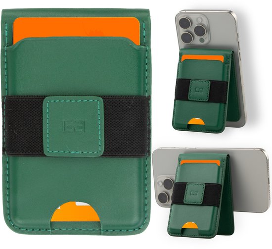 Portefeuille Garzini MagSafe - Portefeuille Apple - Porte-cartes MagSafe - Compatible avec Apple iPhone 12/13/14/15/16 MINI/ MAX/PRO/PLUS - Porte-cartes - 7 cartes - Cuir - Protection RFID - Vert