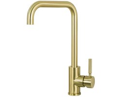 Keukenkraan model 8601 - Mengkraan - 2 flexibele aansluitingen, 34 cm hoog, Wastafelkraan, kleur Goud Glans