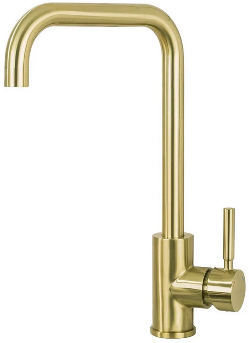 Keukenkraan model 8601 - Mengkraan - 2 flexibele aansluitingen, 34 cm hoog, Wastafelkraan, kleur Goud Glans