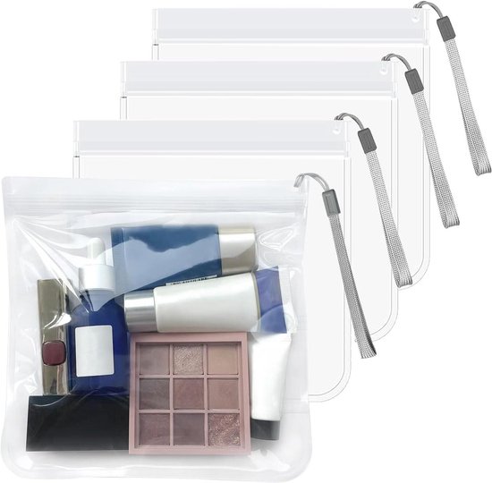 Allecto Plus - Transparante Reistoilettassen voor Vloeistoffen (4 stuks) - TSA Goedgekeurd - Waterdicht en Lekvrij - voor Mannen, Vrouwen en Gezinnen - Zwart - Handbagage Vloeistoffen Airport Beveiliging.