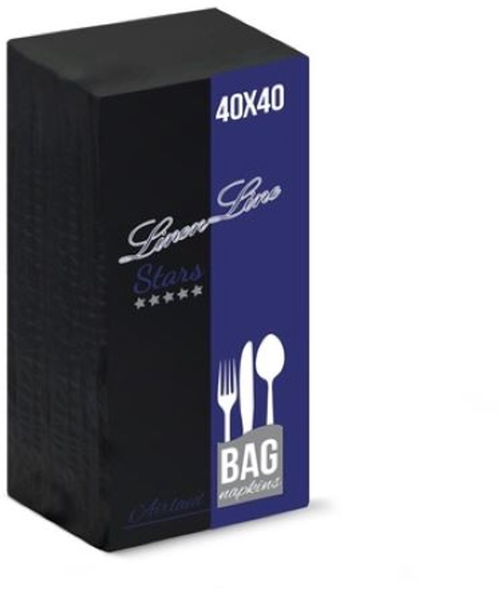 BulkySoft Pochetten Servetten Zwart Airlaid 1laags 40x40cm 1000 Stuks
