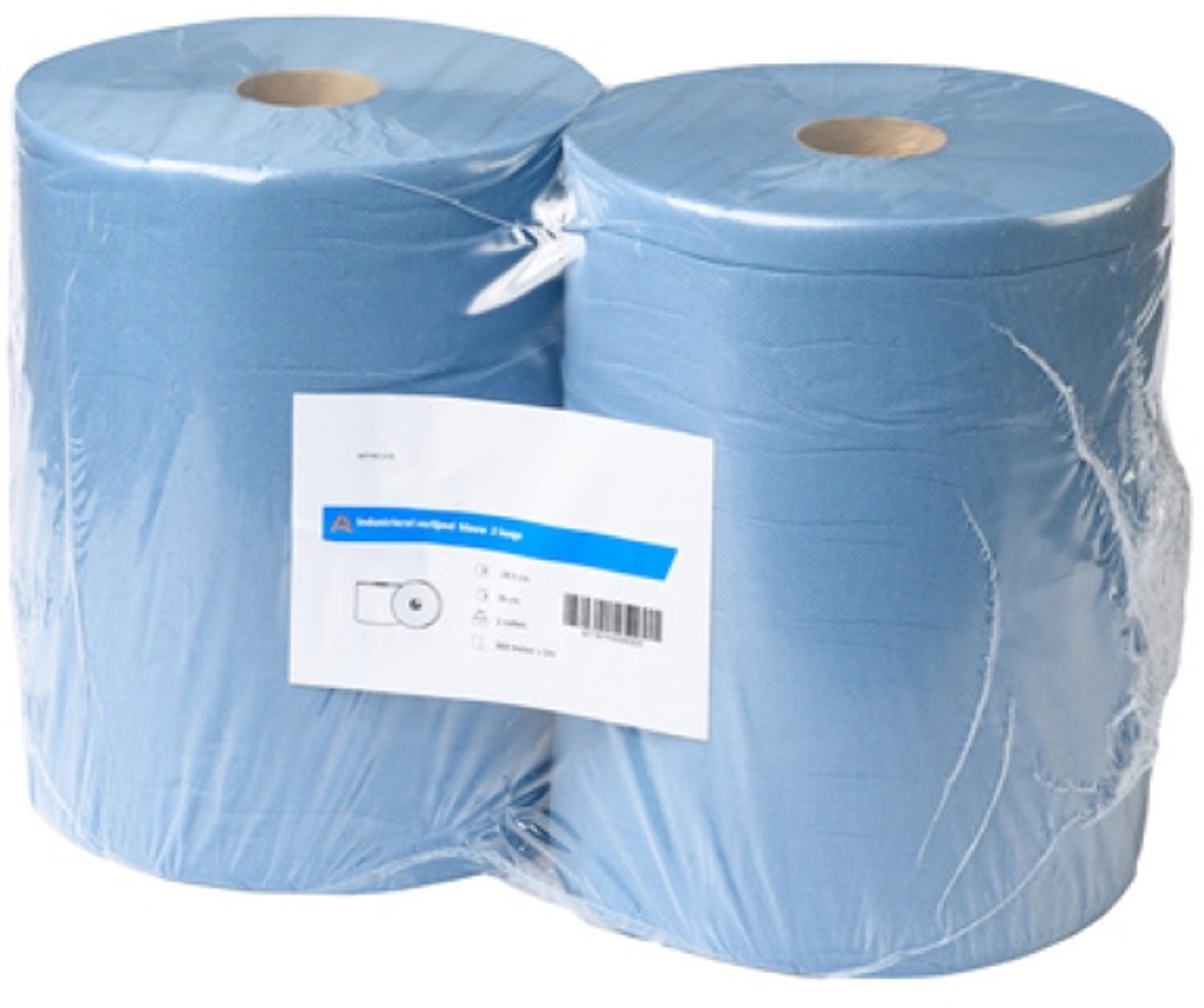Industrierol verlijmd blauw 2laags 2 rol