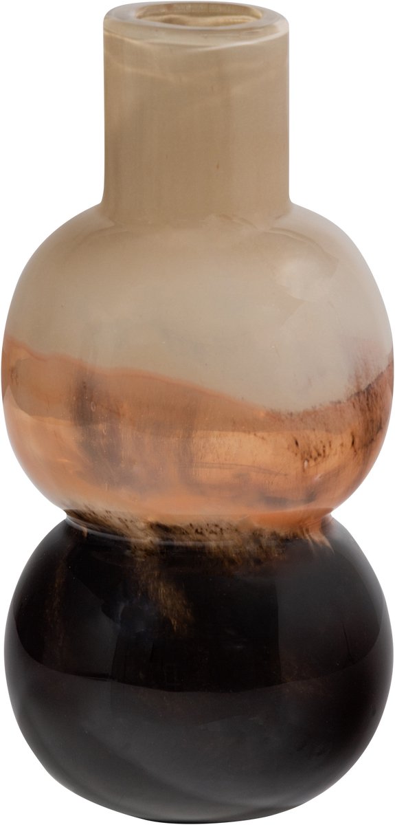 WOOOD Marjon Vaas Decoratie - Handgevormd - Glas - Bruin - 30x14x14
