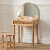 MISOU Make up tafel - Kaptafel - voor kinderen - met stoel - make up - organizer - Rubberhout - 55x100cm