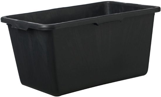 Zwarte, rechthoekige kunststof kuip, 40 liter, L 57 x B 38 x H 27 cm.