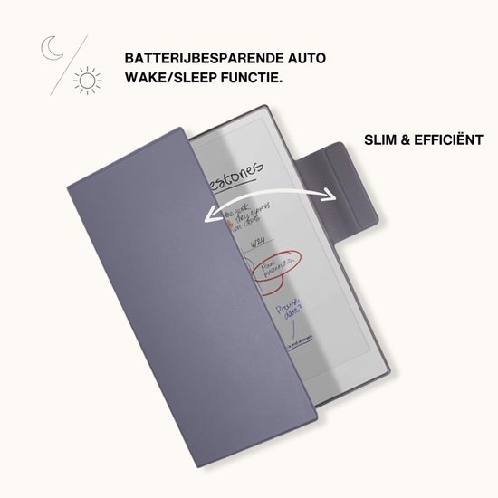 Lunso ReMarkable Paper Pro Slim magnetisch sleepcover PU leer hoes - Lavendel van Merkloos — afbeelding 5