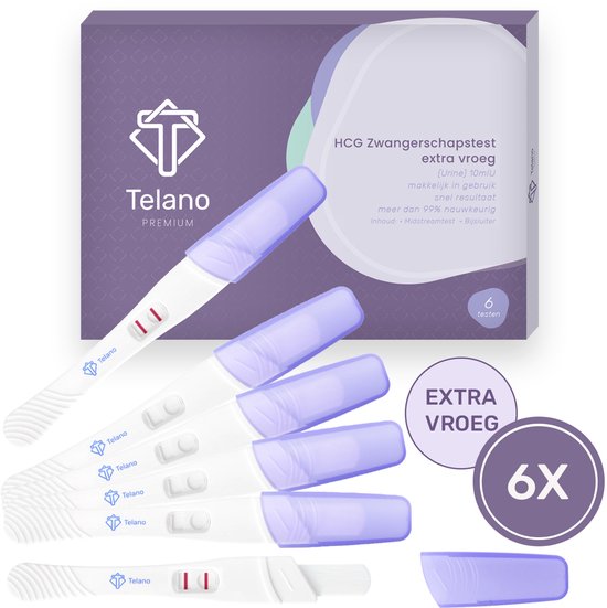 Telano Zwangerschapstest Extra Vroeg Premium 6 stuks Midstream - Zwangerschapstesten Extra Gevoelig
