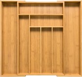 Budu Uitschuifbare Bamboe Bestekbak #47 (47 cm diep) - Bestekcassette Hout - Besteklade - 47 x 30,6 - 50 cm - 6/8 vakken