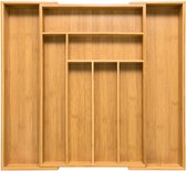 Budu Uitschuifbare Bamboe Bestekbak #45 (45 cm diep) - Bestekcassette Hout - Besteklade - 45 x 30,6 - 50 cm - 6/8 vakken