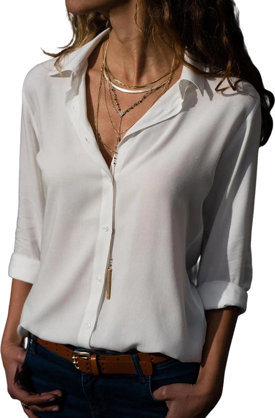 Chemisier élégant pour femme - Lin - Wit - Mode - Fashion - Femme