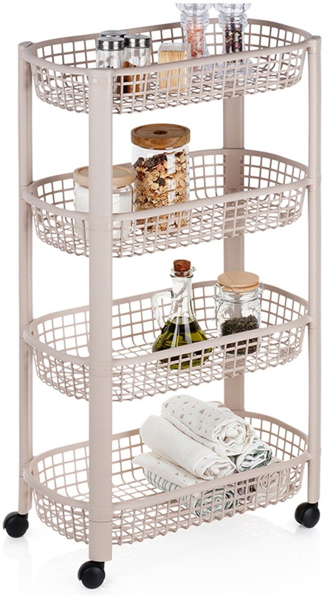Opbergwagen 4 Niveaus 46,5x26x79 cm - Badkamer Trolley - Keukentrolley - Keukenrek met Wielen - Badkamerrek - Rek - Opbergrek