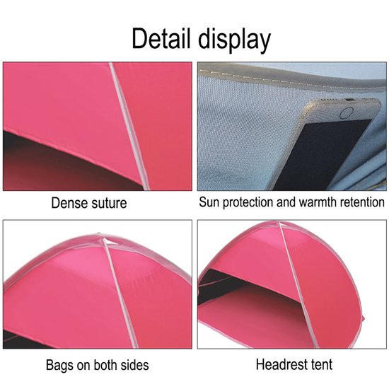 Mini Strandtent - Pop-Up Zonnekap - Draagbaar Zonnedak voor Telefoon - Rood - 80x50x55 cm van Merkloos — afbeelding 4