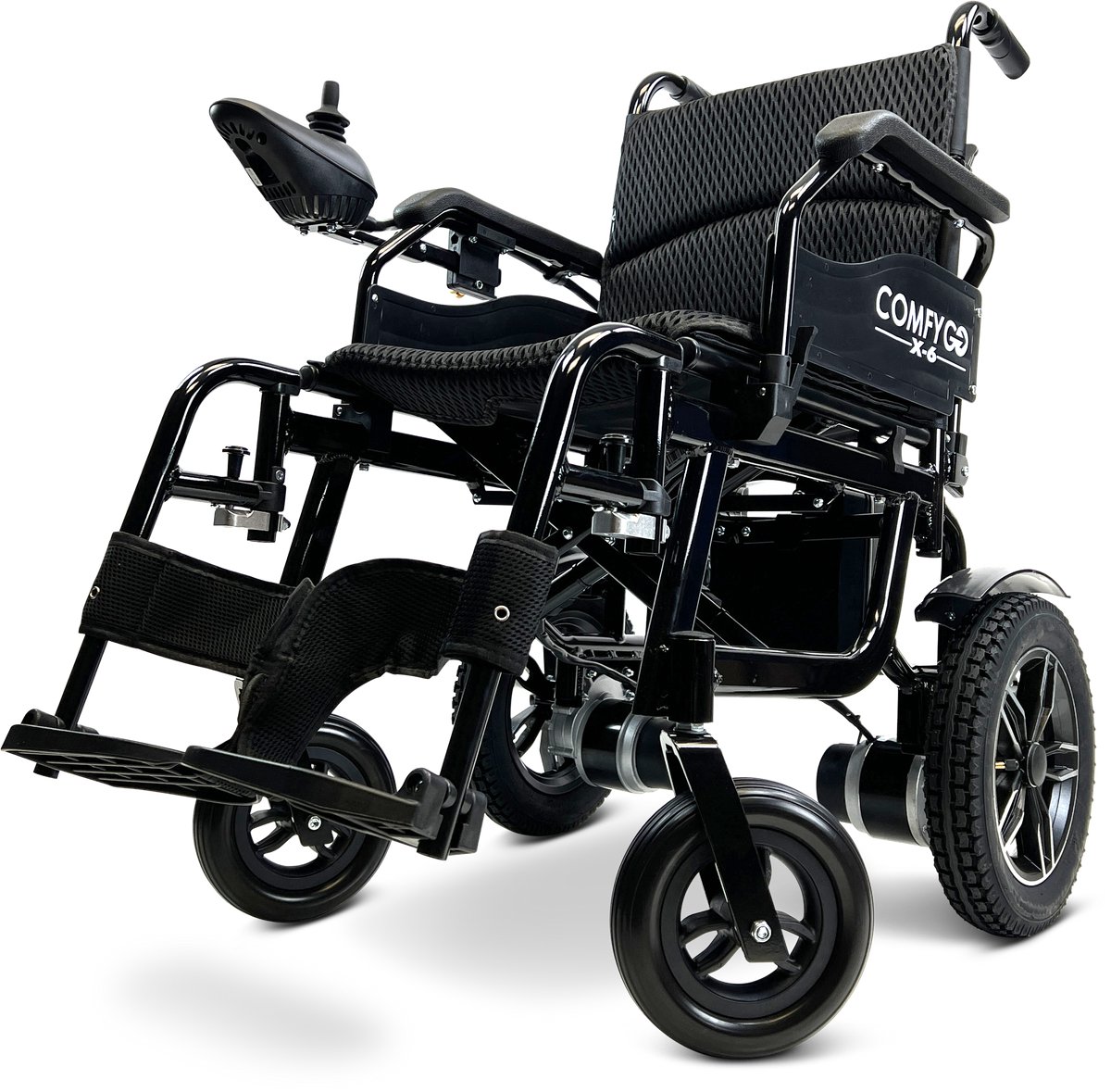 Goedkoopste Comfygo X-6 Elektrische Rolstoel voor volwassenen, Lichtgewicht, Opvouwbaar, 20AH Li-ion batterij, bereik tot 30 km, Zwart, 45cm