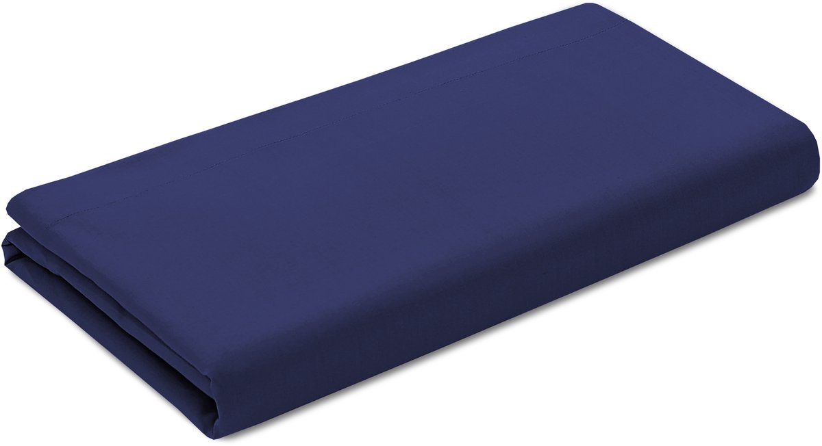 VISION Laken - 100% katoen: zacht en soepel - Blauw - 270 x 300cm - Lits-jumeaux - Oekotex gecertificeerd