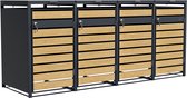 AXI Lucas metalen Containerombouw Antraciet/houtlook - Kliko ombouw voor 4 afvalcontainers – Max. 240L – Goede ventilatie