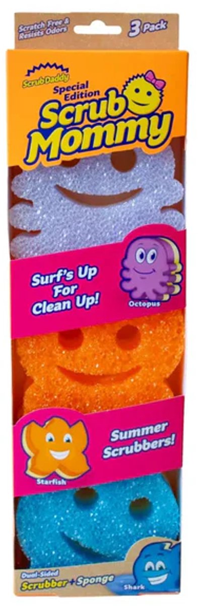 Scrub Mommy - Beach Buddies - Limited Edition - Scrub Daddy - 3 Pack - Schoonmaakspons