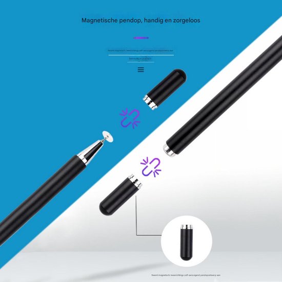 Styluspen - Tablet pen - Voor smartphones, tekentablets - Ronde punt - Touch - Zwart van Merkloos — afbeelding 5