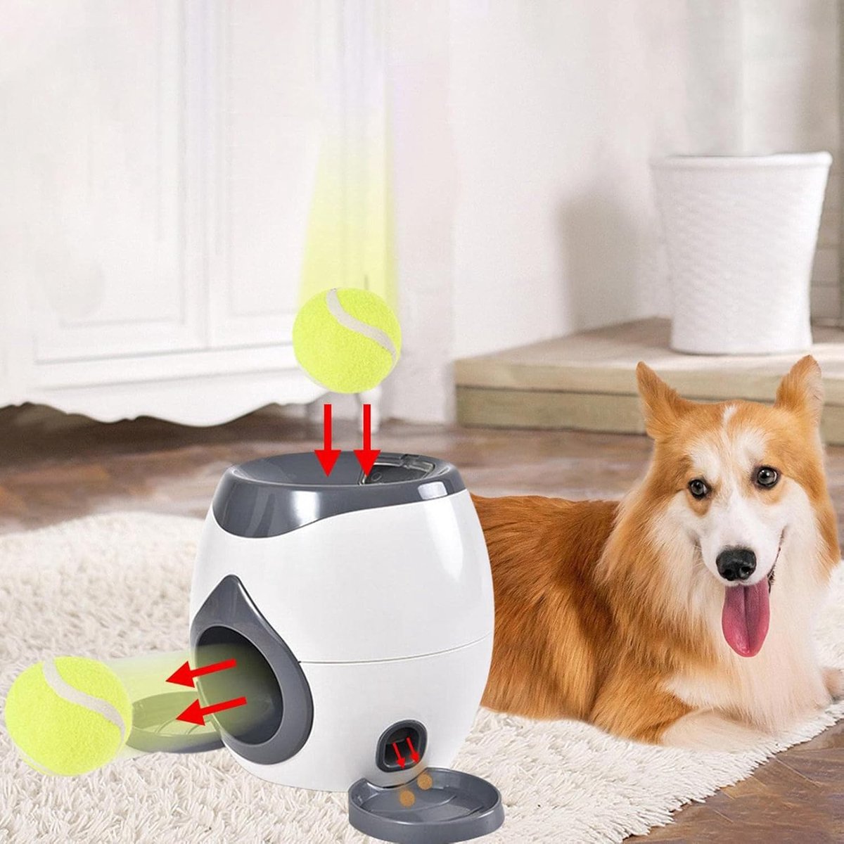 Afbeelding 3 van Slow Feeder Voor Honden - Automatische Ballenwerper Hond - Ballengooier Hond Automatisch - Ballenwerper Voor Honden - Utomatische Ballenwerper Voor Honden – Met Gratis 2 Tennisballen - Geschikt Voor Puppy's, Grote, Middelgrote En Kleine Honden
